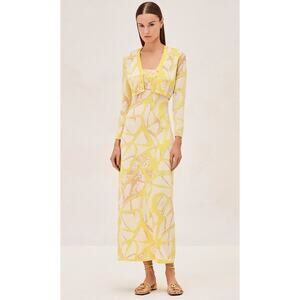 Alexis Yellow and Cream Midi Skirt